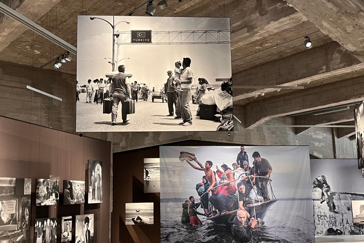 Bulgarian Muslims are forced to migrate to Türkiye in 1989, captured by Turkish photographer Behic Gunalan, shown in the Family of Migrants exhibition at Fenix museum, Rotterdam, Netherlands, May 14, 2025. (Photo by Selin Hacialioglu/Türkiye Today)