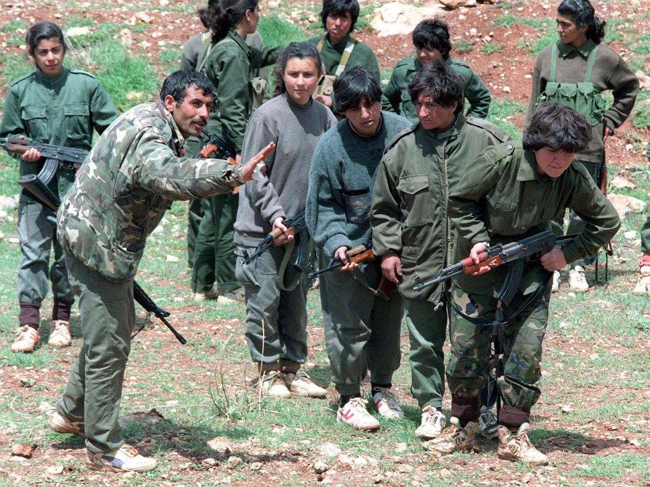 A file picture dated 1992 shows terrorists of PKK in their training camp of Helweh in Lebanon's Bekaa valley just two kilometers far from the Syrian borders, accessed on May 12, 2025. (AFP Photo)