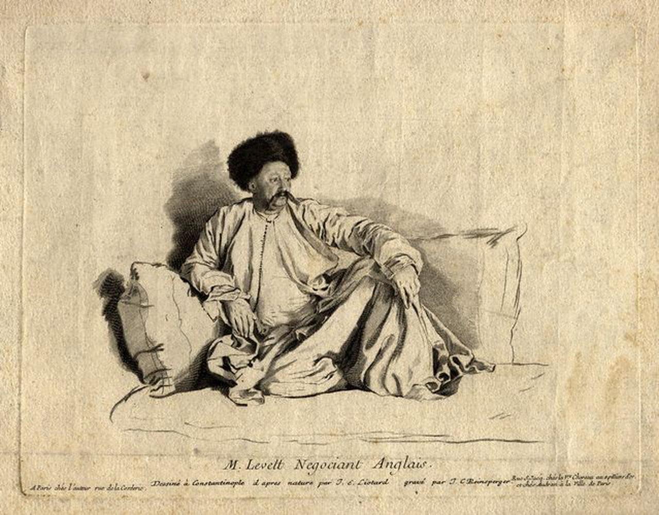 Portrait of Francis Levett (1700–1764), a Turkey merchant and chief representative of the Levant Company in Constantinople from 1737 to 1750, shown in traditional Turkish attire. (Photo via Wikimedia)