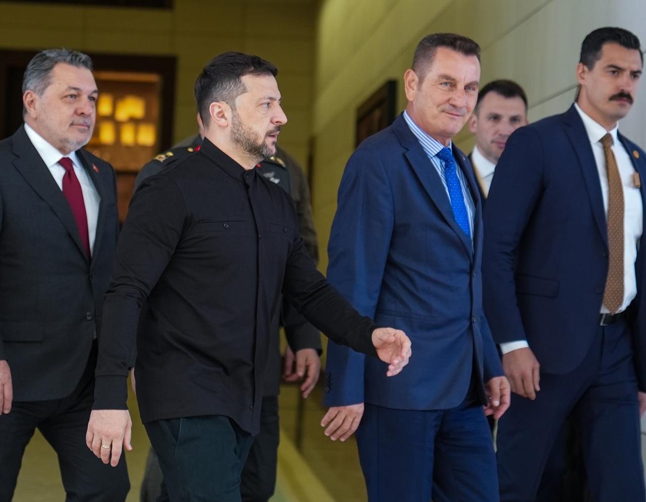 ANKARA, TURKIYE - MAY 15: Ukrainian President Volodymyr Zelenskyy arrives in Turkish capital to meet with Turkish President Recep Tayyip Erdogan in Ankara, Turkiye on May 15, 2025. ( Muhammed Selim Korkutata - Anadolu Agency )