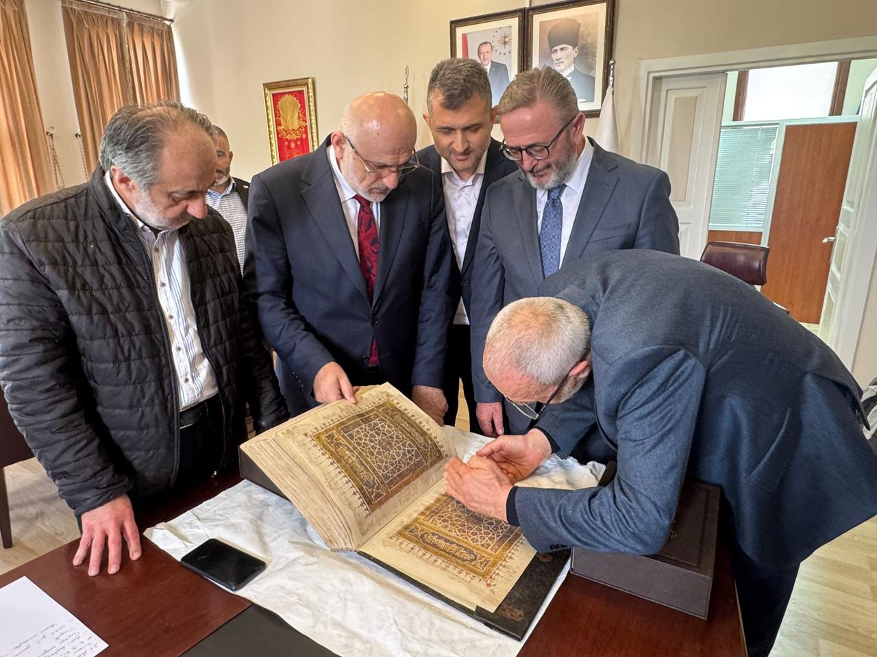 The restoration of a handwritten Quran manuscript from the Mamluk period, brought to Türkiye's Manuscript Institution (TUYEK) by the Islamic Union of Montenegro for preservation and digitisation, has been completed, May 17, 2025. (AA Photo)