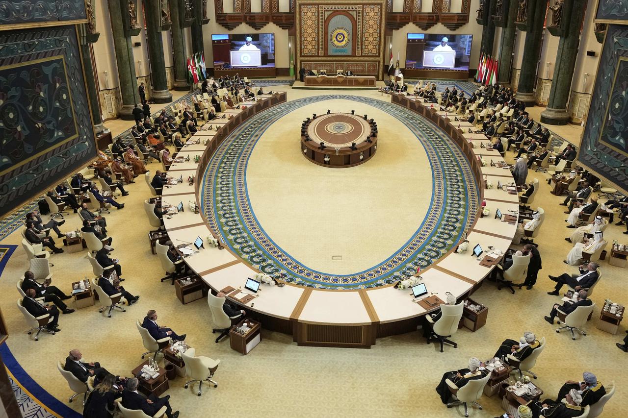 Arab leaders attend the opening session of the 34th Arab League summit in Baghdad on May 17, 2025. (AFP Photo)