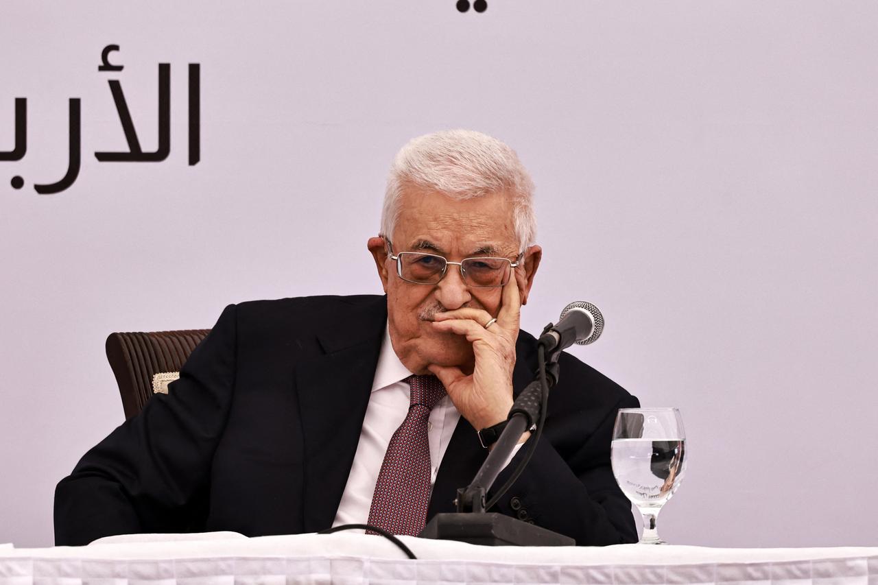 Palestinian Authority President Mahmud Abbas attends the opening of the Istishsari cancer centre in Ramallah on May 14, 2025. (Photo by Zain JAAFAR / AFP)