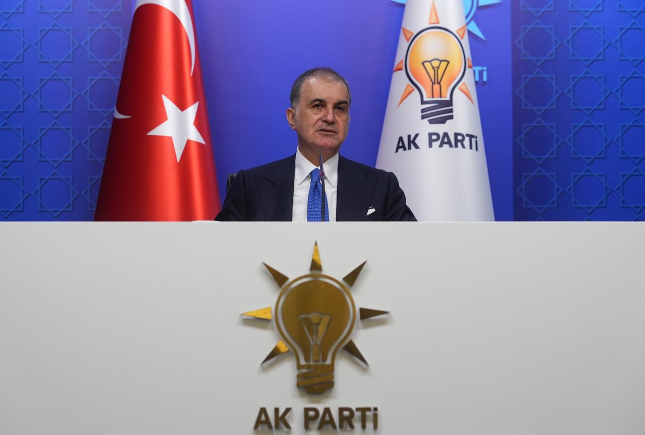ANKARA, TURKIYE - MAY 05: Justice and Development (AK) Partys Spokesman Omer Celik gives a press conference regarding AK Party Central Decision and Executive Board (MKYK) meeting at AK Party headquarters in Ankara, Turkiye on May 5, 2025. ( Güven Y?lmaz - Anadolu Agency )