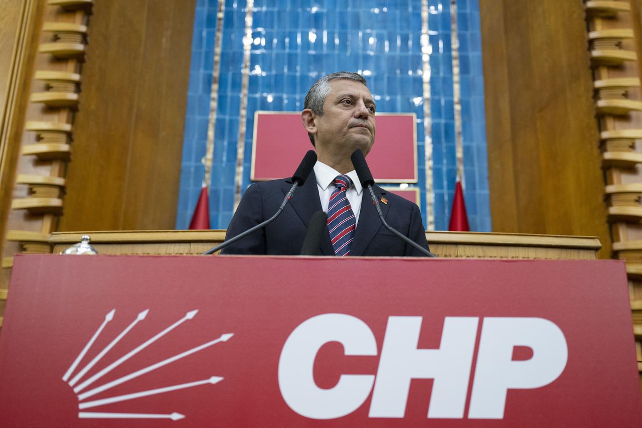 ANKARA, TURKIYE - MAY 6: Leader of the Republican Peoples Party (CHP) Ozgur Ozel speaks during his partys group meeting at the Turkish Grand National Assembly in Ankara, Turkiye on May 6, 2025. ( Binnur Ege Gürün Koçak - Anadolu Agency )