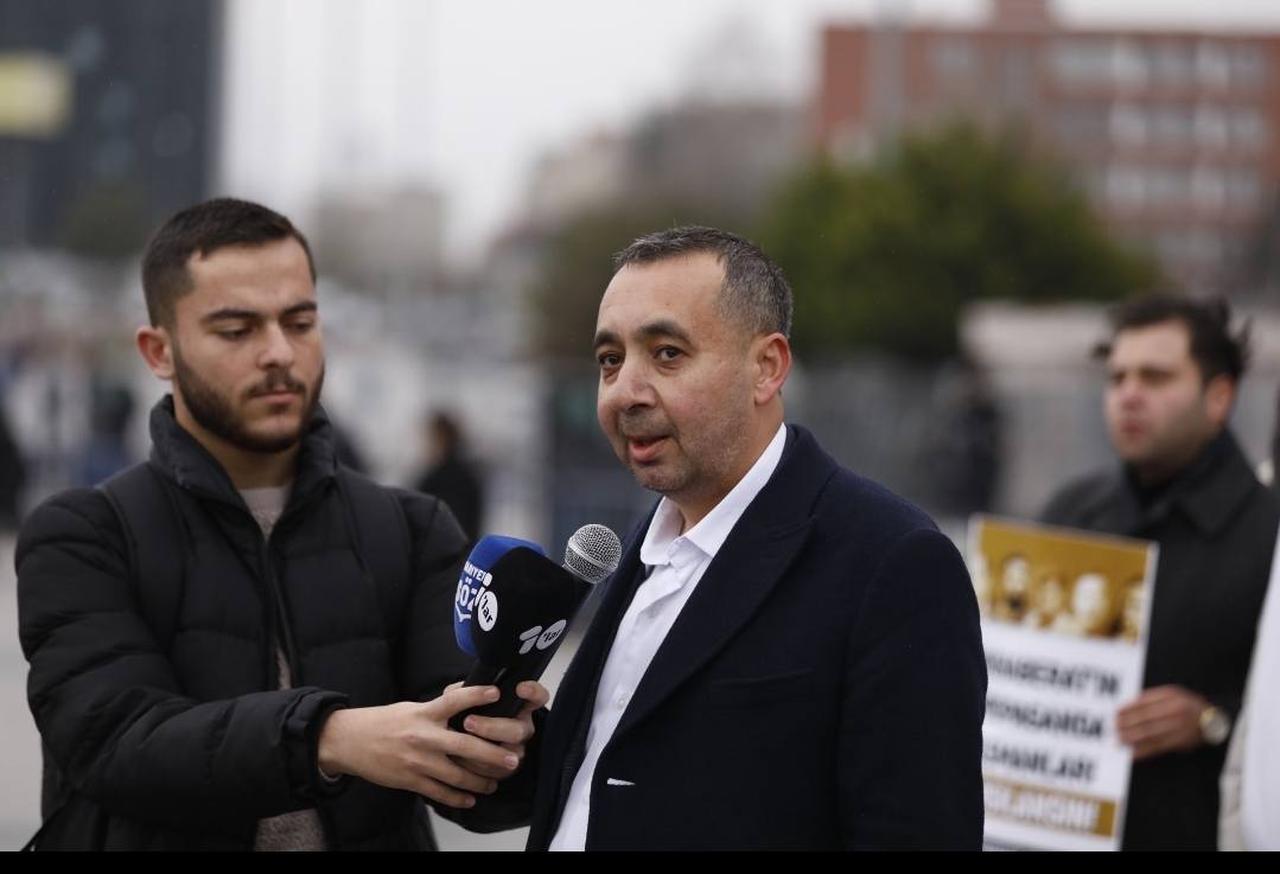 Taha al-Ghazi is seen talking to an Arabic-medium TV channel in Istanbul. (Facebook/@savas.das.9)
