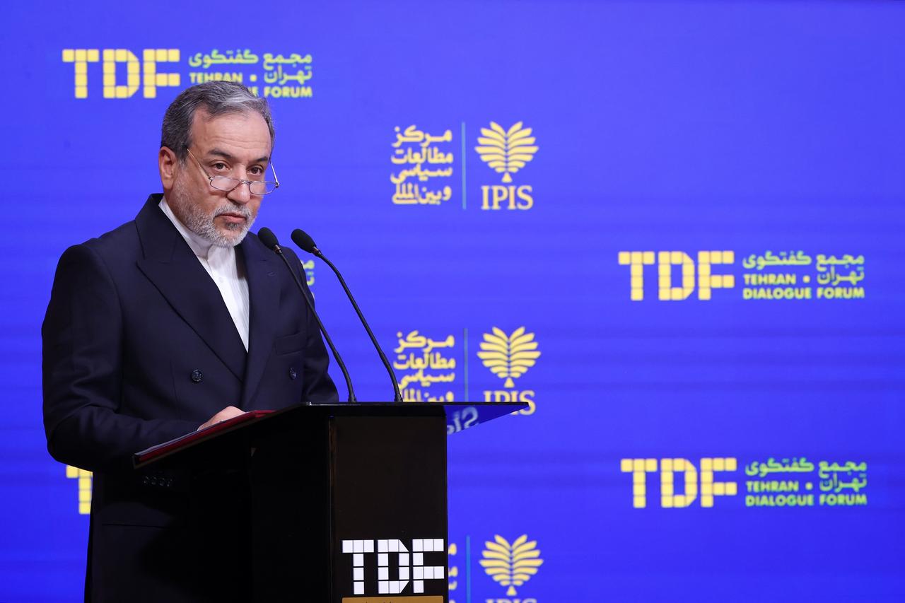 Iranian Foreign Minister Abbas Araghchi attends the opening panel of the Tehran Dialogue Forum, on May 18, 2025 in Tehran, Iran. ( Iranian Presidency / AA Photo)