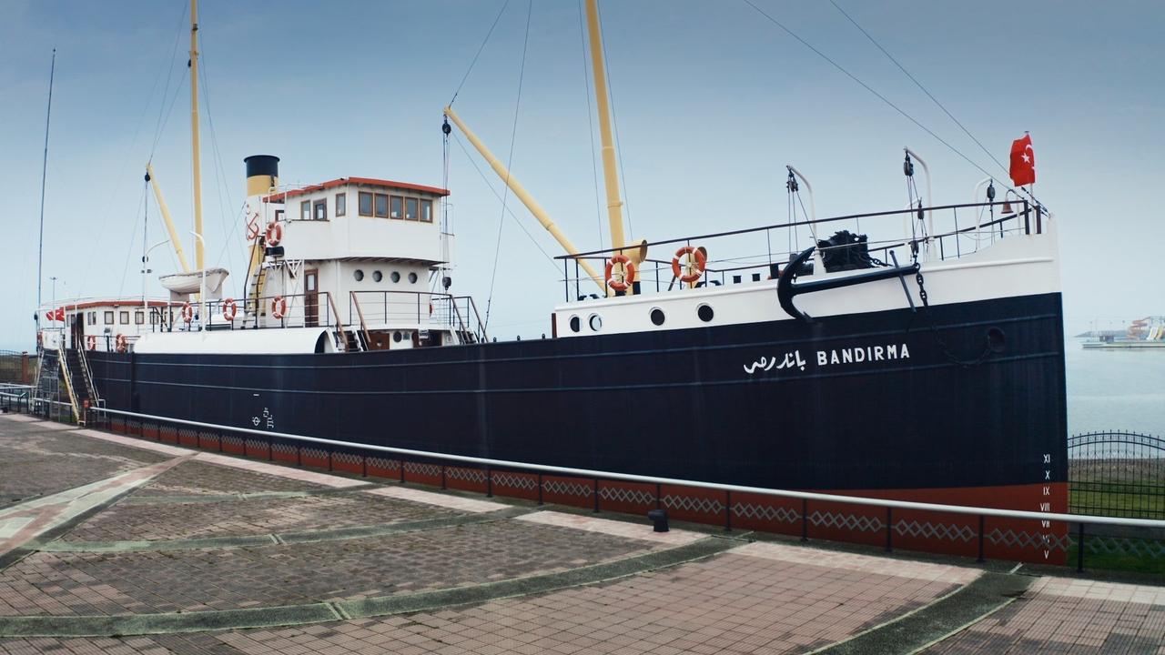 The replica of the historic SS Bandirma, also known as the Bandirma Ferry, which secretly delivered Mustafa Kemal Pasha to Samsun on May 19, 1919, to start the War of Independence, rests in Samsun, Türkiye, May 18, 2021. (AA Photo)