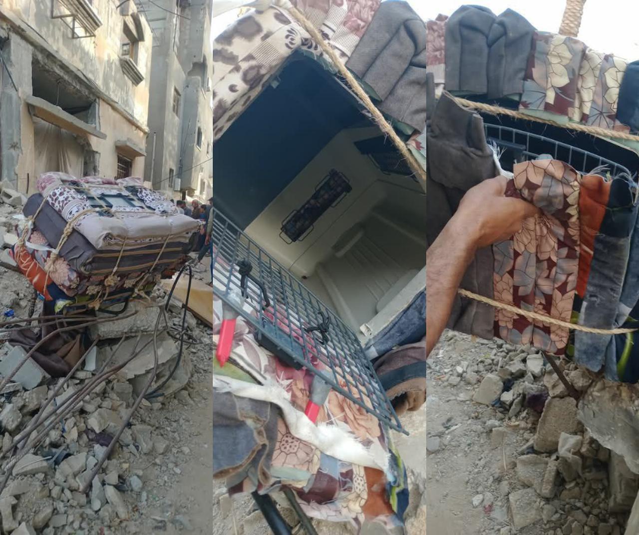 Collage shows the vagon reportedly used by the Israeli special forces during reported covert operation in Khan Younis , Gaza on 19 May, 2025. (Photo via X) 