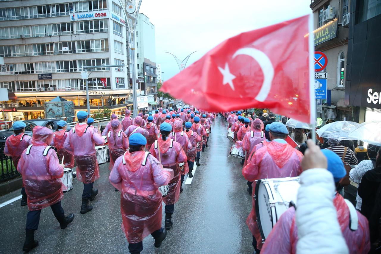 SAMSUN, TURKIYE - MAY 18: People carrying Turkish flags and portrait of Turkish Republics Founder Mustafa Kemal Ataturk attend the Youth march and festival held in honor of 19th May Commemoration of Ataturk, Youth and Sports Day in Samsun, Turkiye on May 18, 2025. ( Bilal Kahyao?lu - Anadolu Agency )