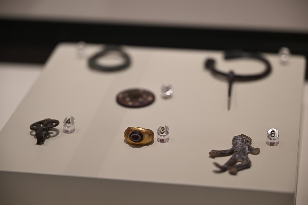 Some of the 33 artifacts unearthed from the ancient city of Zeugma and displayed at the "Zeugma IV. Scythica Legion" exhibition at the Gaziantep Zeugma Mosaic Museum, Türkiye, May 19, 2025. (AA Photo)