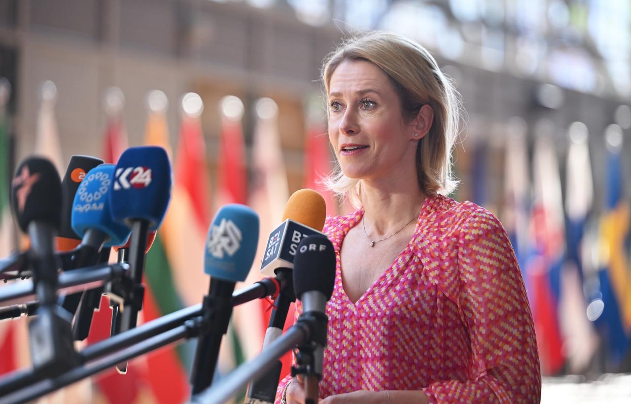 BRUSSELS, BELGIUM - MAY 20: EU High Representative for Foreign Affairs and Security Policy Kaja Kallas attends the European Union Defence Ministers Meeting in Brussels, Belgium on May 20, 2025. ( Dursun Aydemir - Anadolu Agency )