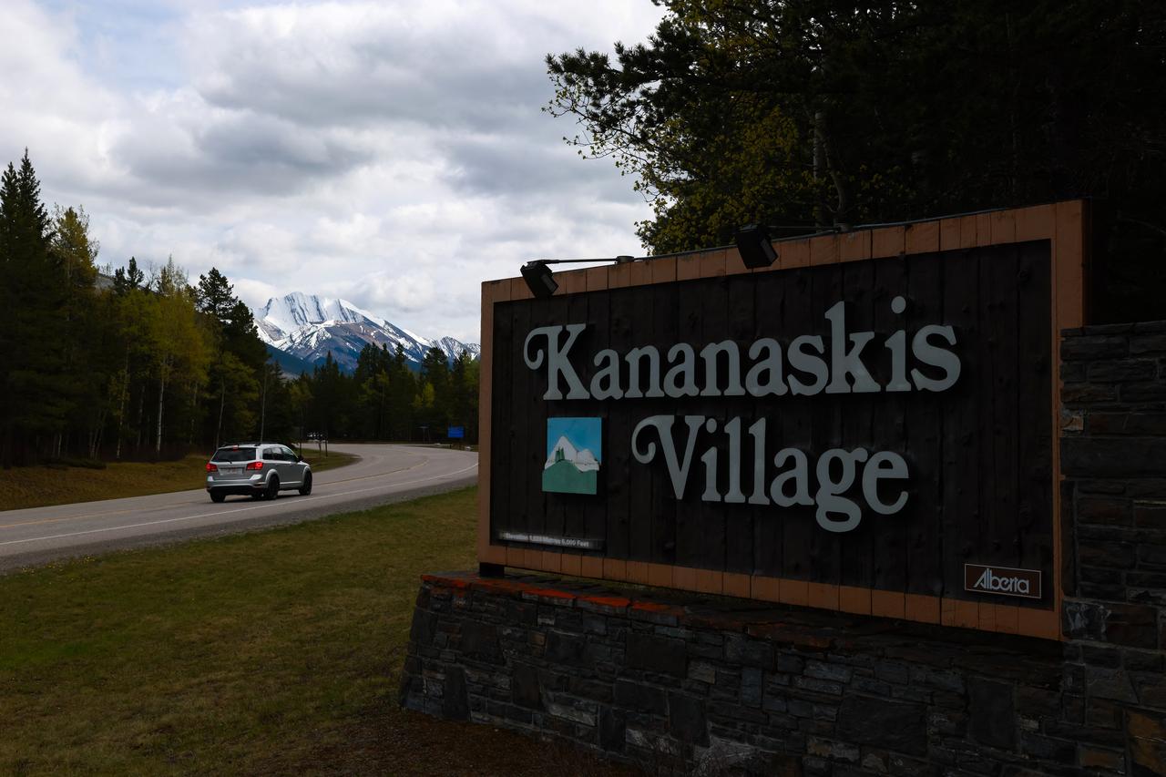 Signage for Kananaskis Village is seen in Kananaskis, Alberta, which will host the 51st G7 Summit in June, in Alberta, Canada, on May 19, 2025. (AFP Photo)