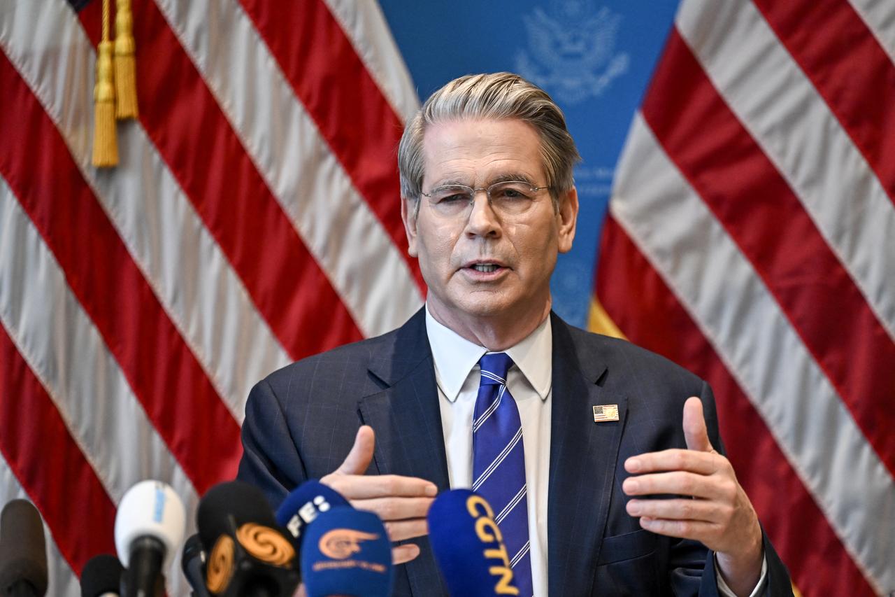 US Treasury Secretary Scott Bessent speaks during a news conference in Geneva on May 12, 2025. (AFP Photo)