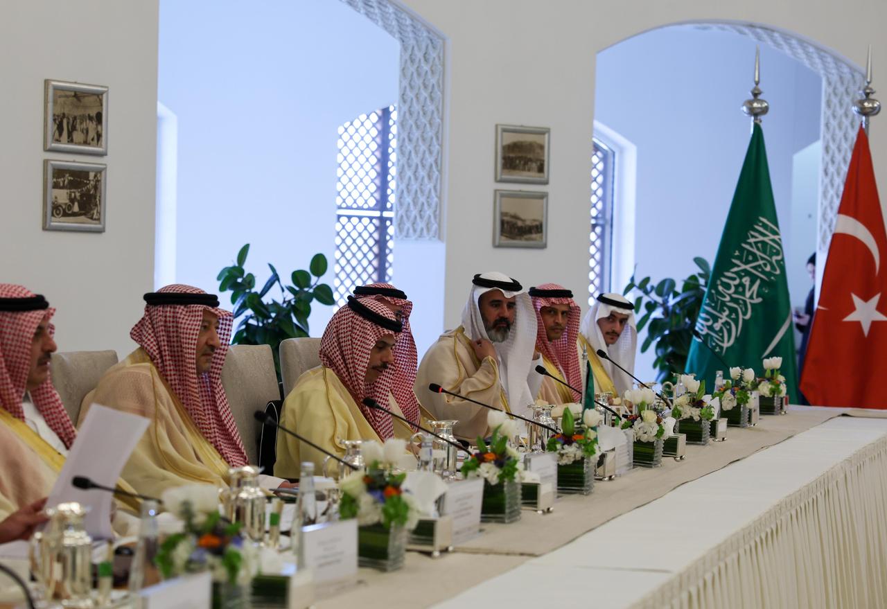 RIYADH, SAUDI ARABIA - MAY 18: (----EDITORIAL USE ONLY - MANDATORY CREDIT - TURKISH FOREIGN MINISTRY / HANDOUT - NO MARKETING NO ADVERTISING CAMPAIGNS - DISTRIBUTED AS A SERVICE TO CLIENTS----) Turkish Foreign Minister Hakan Fidan (not seen) meets with Saudi Arabian Foreign Minister Faisal bin Farhan Al Saud during the 2nd Meeting of Turkish-Saudi Coordination Council in Riyadh, Saudi Arabia on May 18, 2025.?? ( Turkish Foreign Ministry - Anadolu Agency )