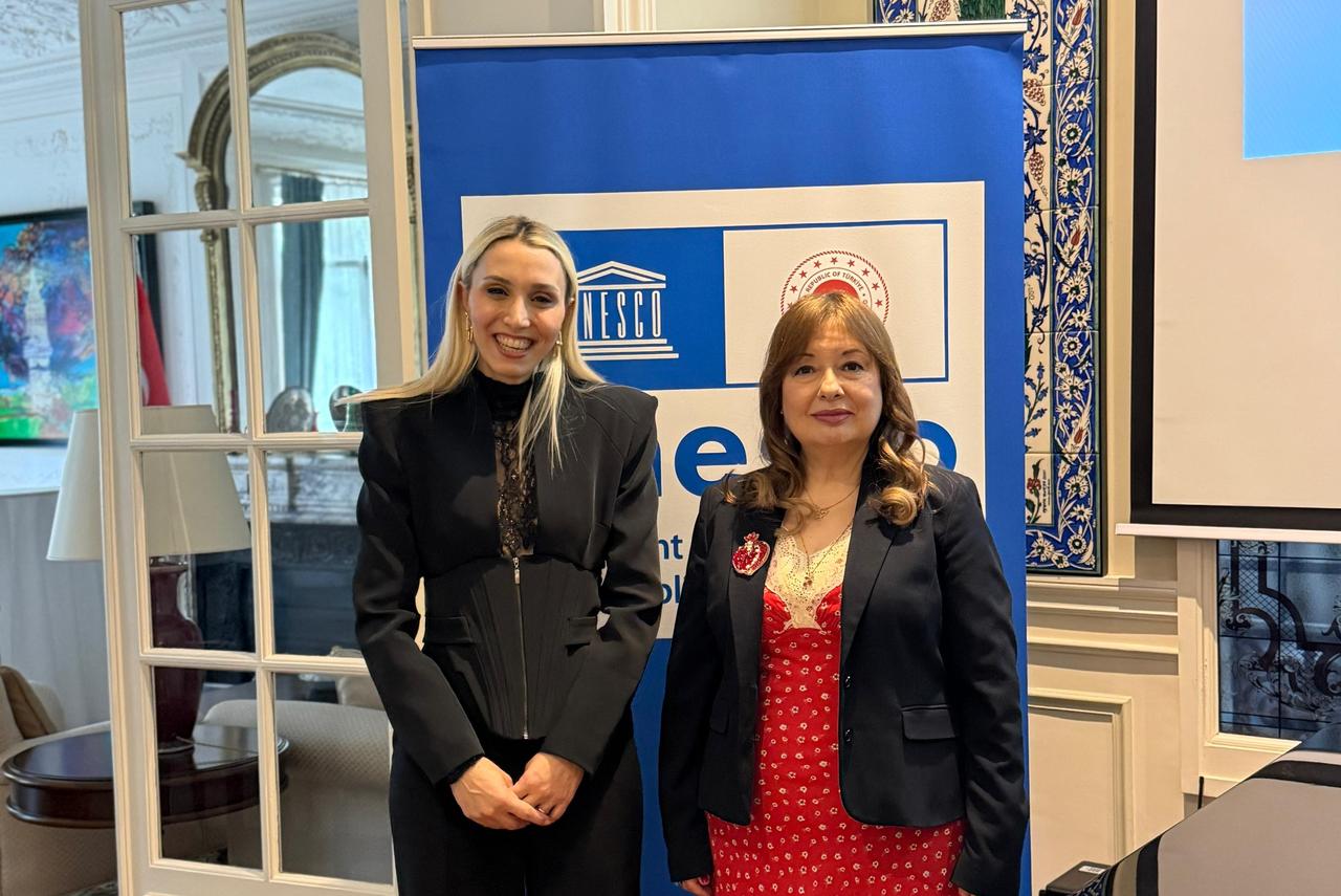 Türkiye’s Permanent Delegation to the United Nations Educational, Scientific and Cultural Organization (UNESCO) hosted a reception featuring classic Turkish dishes as part of “Turkish Cuisine Week” events. Türkiye’s Permanent Delegate to UNESCO Ambassador Gulnur Aybet (right) and expert dietitian Nilay Kececi Arpaci (left) also attended the event, Paris, France, May 20, 2025. (AA Photo)