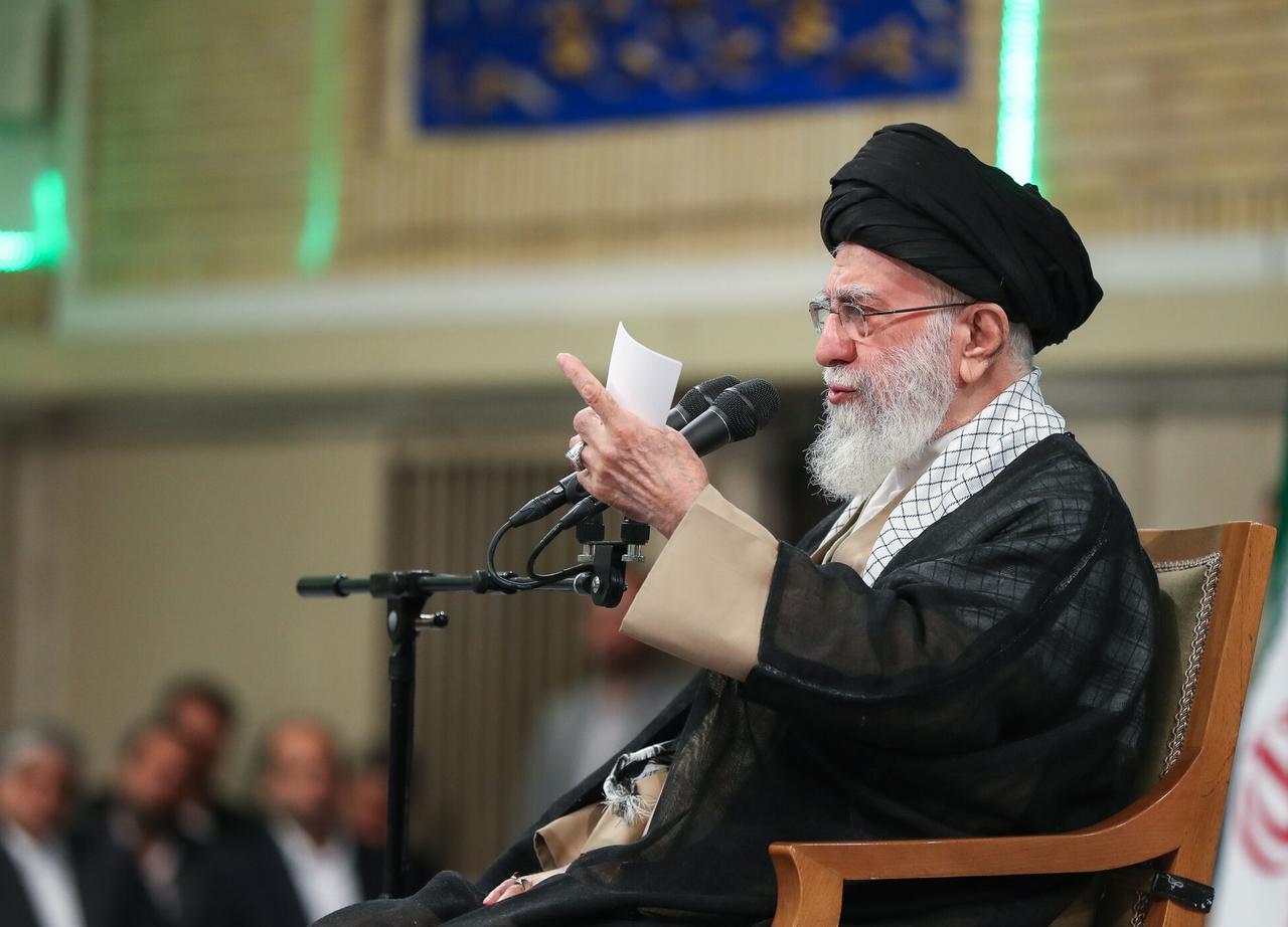 TEHRAN, IRAN - MAY 10: (----EDITORIAL USE ONLY – MANDATORY CREDIT - IRANIAN LEADER PRESS OFFICE / HANDOUT - NO MARKETING NO ADVERTISING CAMPAIGNS - DISTRIBUTED AS A SERVICE TO CLIENTS----) Iranian Supreme Leader Ayatollah Ali Khamanei attends an event in Tehran, Iran on May 10, 2025. ( IRANIAN LEADER PRESS OFFICE - Anadolu Agency )