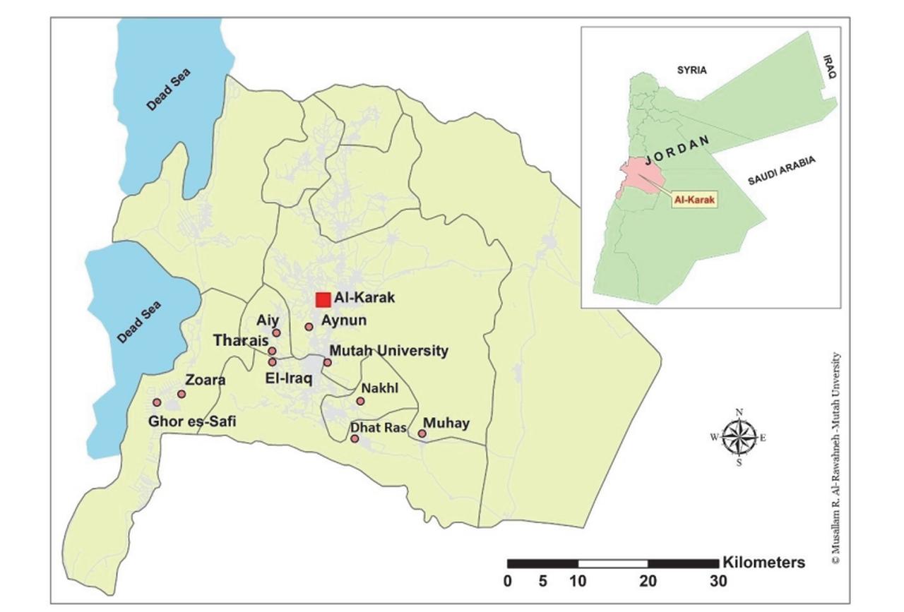 Map of the Karak Governorate showing the site of Tharais. (Mapping via M. R. Al-Rawahneh)