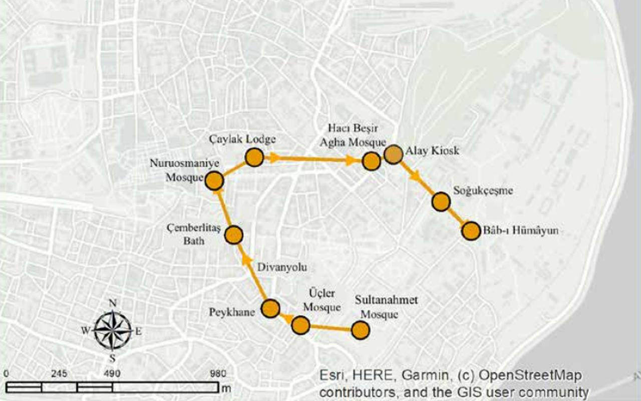 Kisve-i Sherife's cortege route in Istanbul, Türkiye. (Mapping via Aysenur Erdogan)