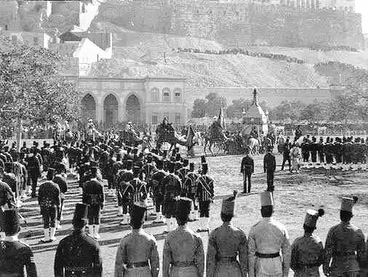 A 19th-century photograph showing the mahmal procession paraded through the streets of Cairo before heading to Mecca. (Photo via Gate Ahram)