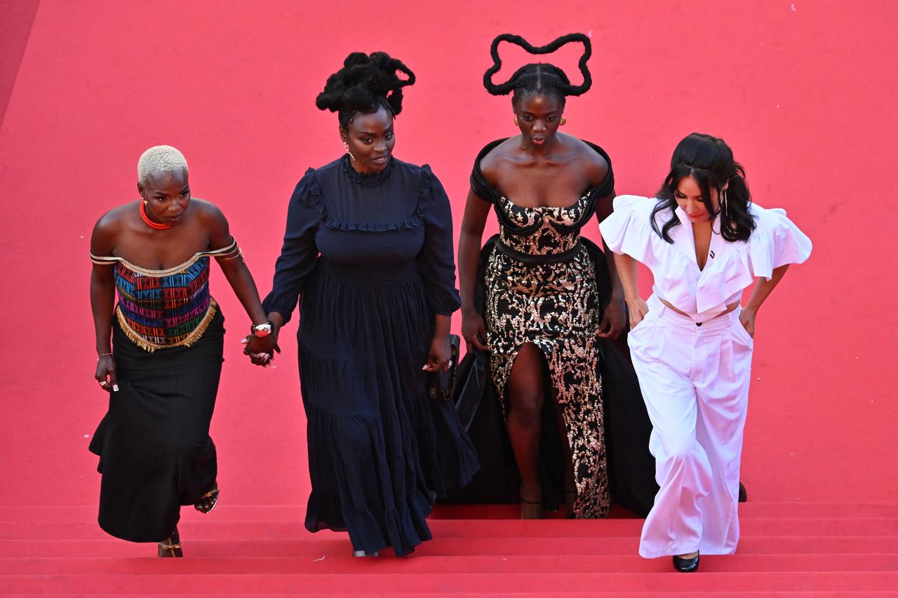 (From L) Ivorian actress Deborah Christelle Lobe Naney, French actress Aissa Maiga, Actress Laetitia Ky and Tunisian director Erige Sehiri arrive for the screening of the film “Promis le Ciel” (Promised Sky) at the 78th edition of the Cannes Film Festival in Cannes, southern France, on May 14, 2025. (AFP Photo)