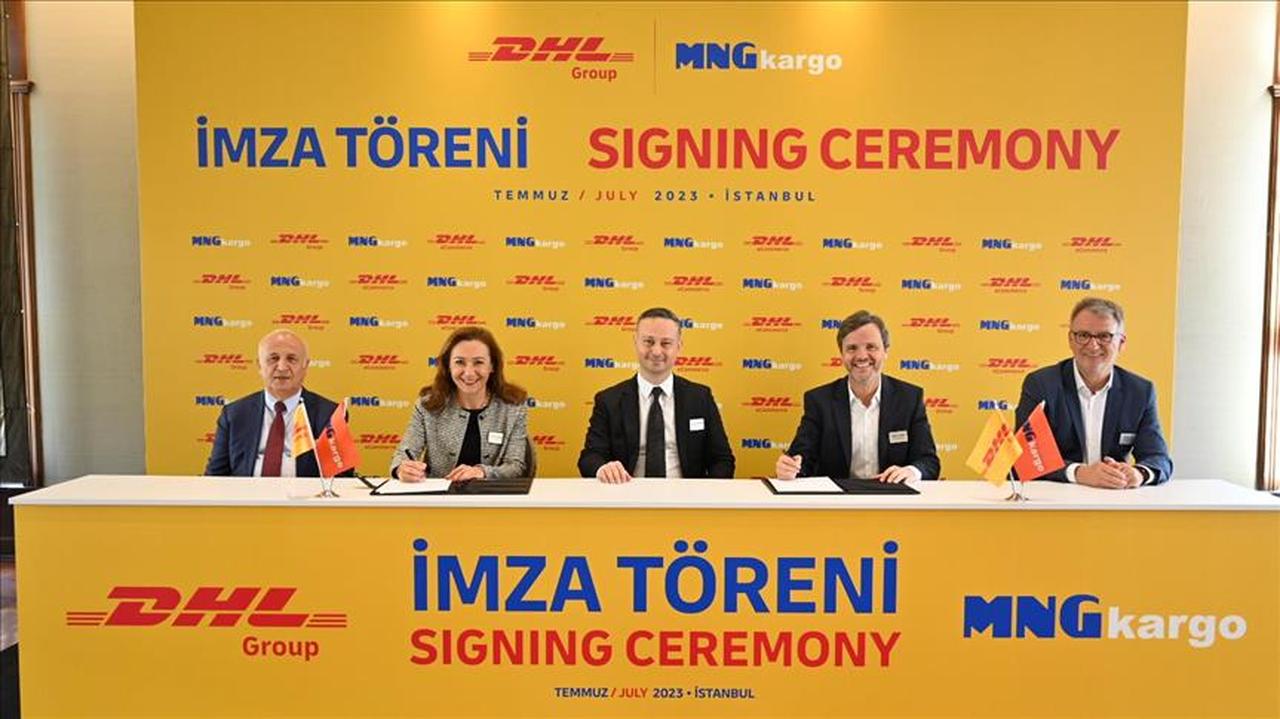 MNG Kargo, a Turkish logistics company and DHL Group are at a  Signing Ceremony  in Istanbul, on July 25 2023. (AA Photo)