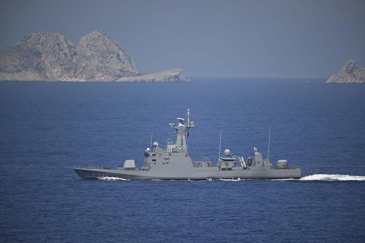 Turkish navy ship at the Distinguished Observer Day activities of the DENIZKURDU-II/2025 Exercise, conducted by the Turkish Naval Forces Command in the Black Sea, the Sea of Marmara, the Aegean Sea, and the Eastern Mediterranean, in Antalya, Türkiye on May 14, 2025. (AA Photo)