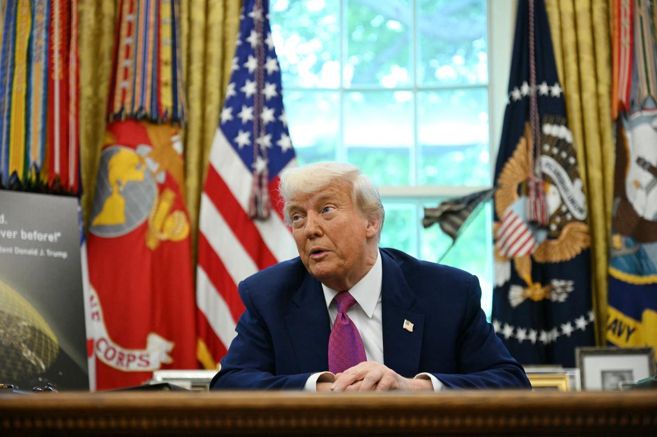 US President Donald Trump speaks during an announcement about the Golden Dome missile defense shield, in the Oval Office of the White House on May 20, 2025, in Washington, DC. (AFP Photo)