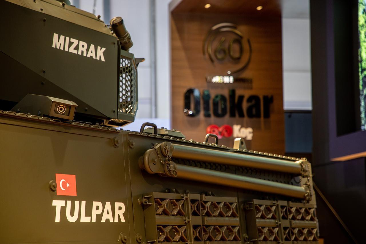 Tulpar, Turkish heavy infantry fighting vehicle designed by the Sakarya-based automotive manufacturer Otokar, on display at the 16th edition of International Defence Exhibition and Conference (IDEX) and the 7th edition of the Naval Defence and Maritime Security Exhibition (Navdex) in Abu Dhabi, United Arab Emirates, February 21 2023. (AA Photo)