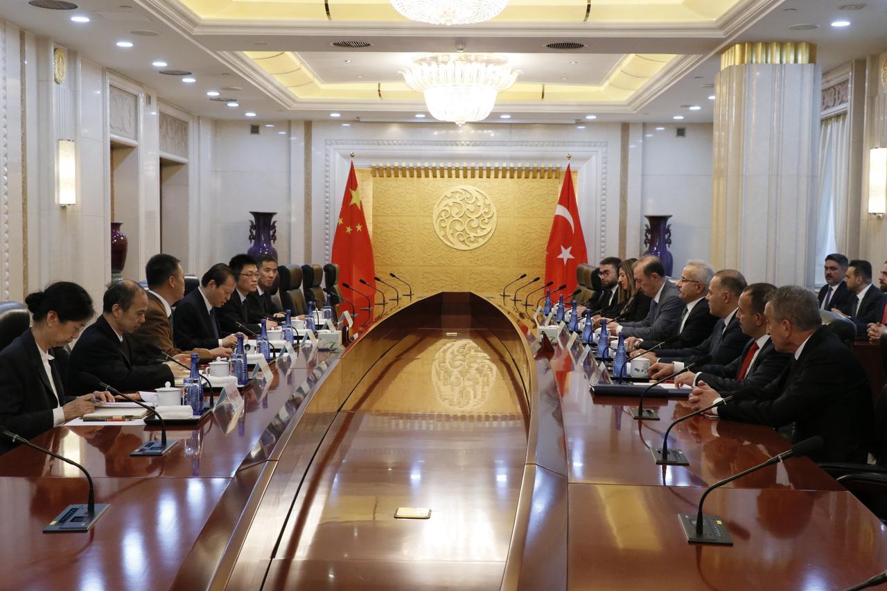 During his visit to China, Minister of Transport and Infrastructure Abdulkadir Uraloglu met with Chinese Minister of Transport Liu Wei in an interdelegation meeting in the capital, Beijing on 23 May, 2025. (AA Photo)