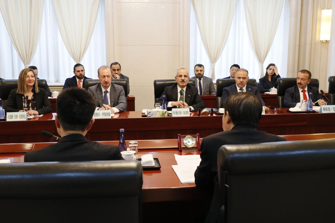 During his visit to China, Minister of Transport and Infrastructure Abdulkadir Uraloglu met with Chinese Minister of Transport Liu Wei in an interdelegation meeting in the capital, Beijing on 23 May, 2025. (AA Photo)