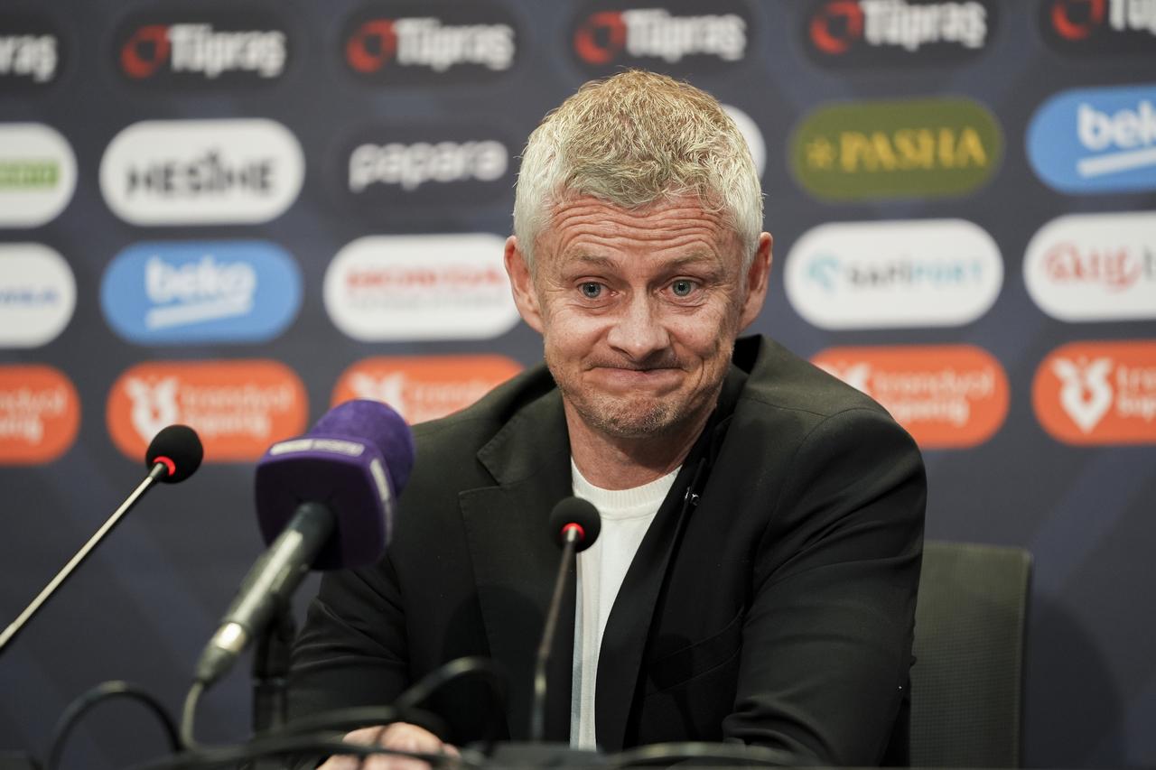 Coach Ole Gunnar Solskjaer of Besiktas holds a press conference after the Turkish Super Lig 35 football match between Besiktas and Adana Demirspor at Tupras Stadium in Istanbul, Turkiye on May 11, 2025. (AFP Photo)