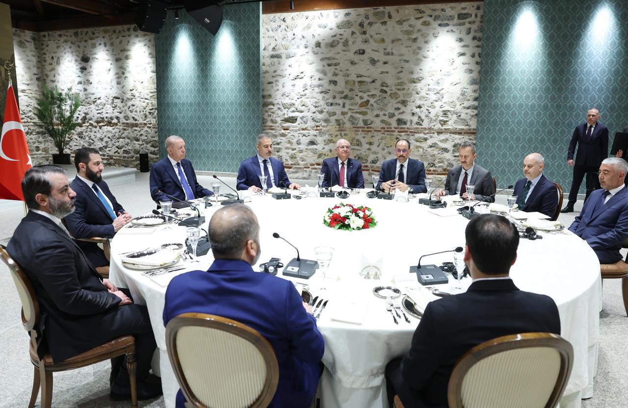Turkish President Recep Tayyip Erdogan meets with the Syrian President Ahmed Sharaa in Istanbul, Türkiye on May 24, 2025. (AA Photo)