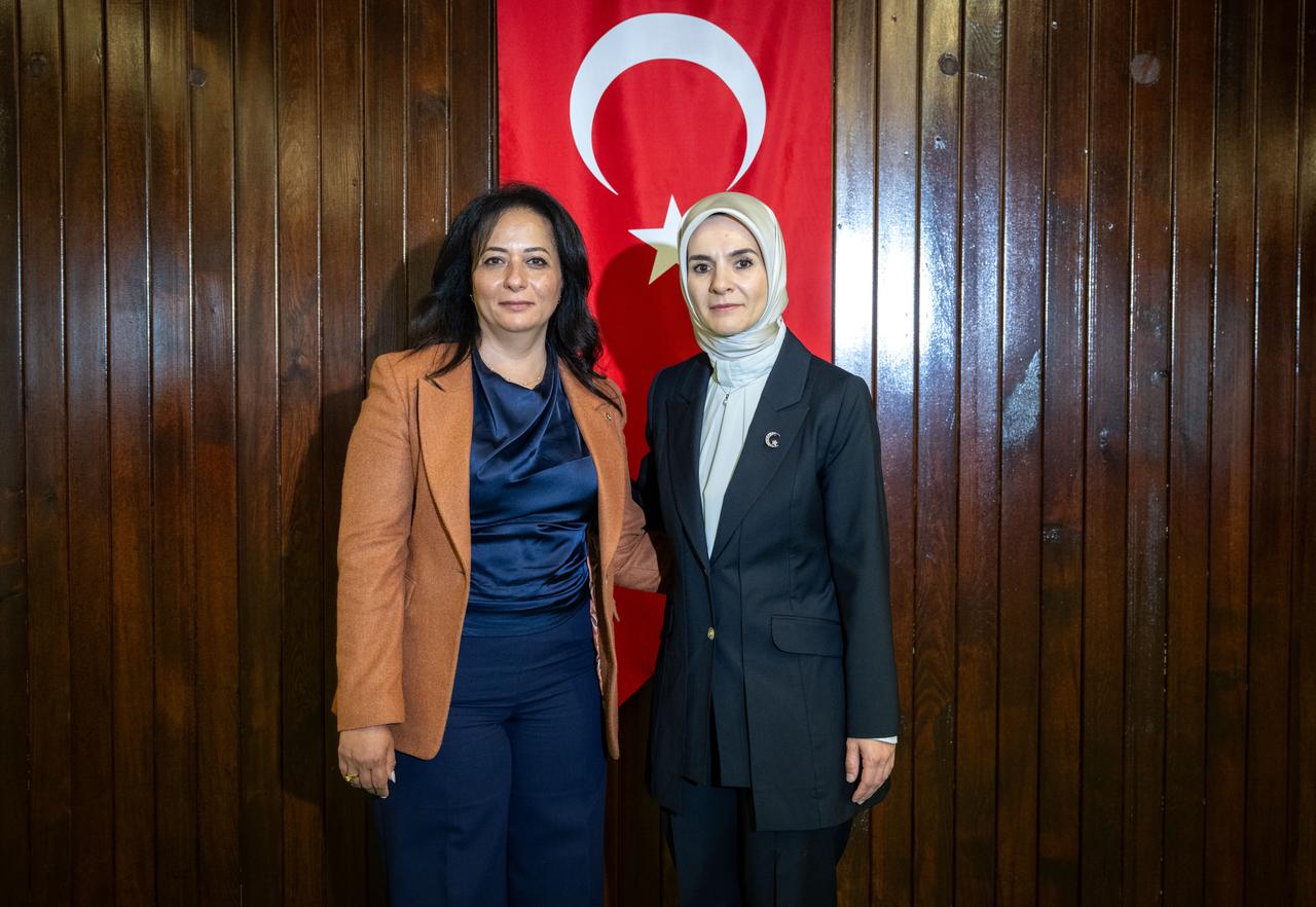 ANKARA, TURKIYE - MAY 24: Turkish Minister of Family and Social Services Mahinur Ozdemir Goktas and Dr. Samah Abuoun Hamad, Minister of Social Development of the State of Palestine meet with the met with children from Gaza who were brought to Turkiye following Israels attacks on Gaza, at the Bilkent Traditional Sports Youth and Sports Club Facilities on May 24, 2025 in Ankara, Turkiye. ( Didem Mente - Anadolu Agency )