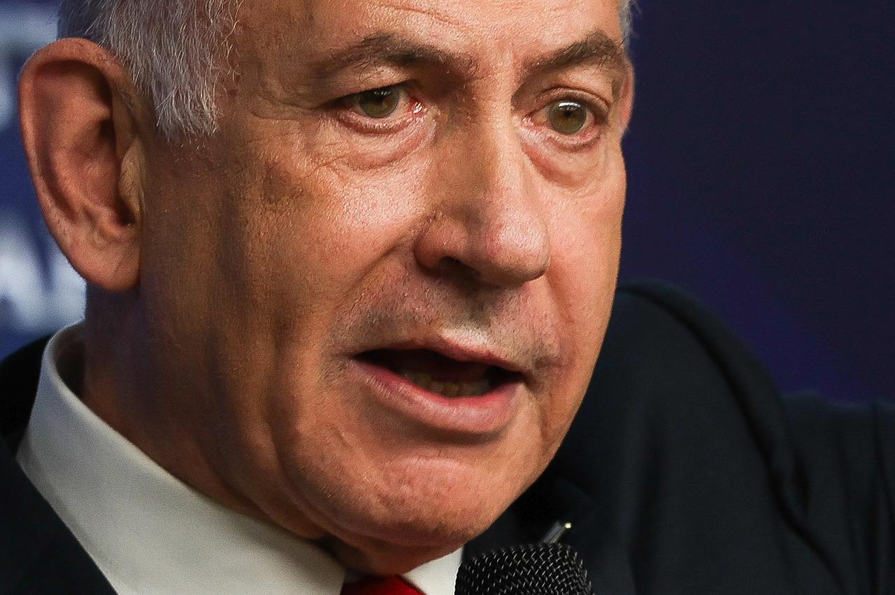 Israeli Prime Minister Benjamin Netanyahu gives a press conference in Jerusalem on May 21, 2025.  (AFP Photo)