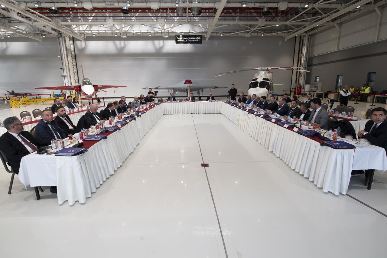 Mehmet Demiroglu, General Manager of Turkish Aerospace Industries Inc. (TAI), met with members of the press at TAIs Kahramankazan Facilities and explained the companys current position and its projections for the next 10 years on 24 May, 2025. (AA Photo)