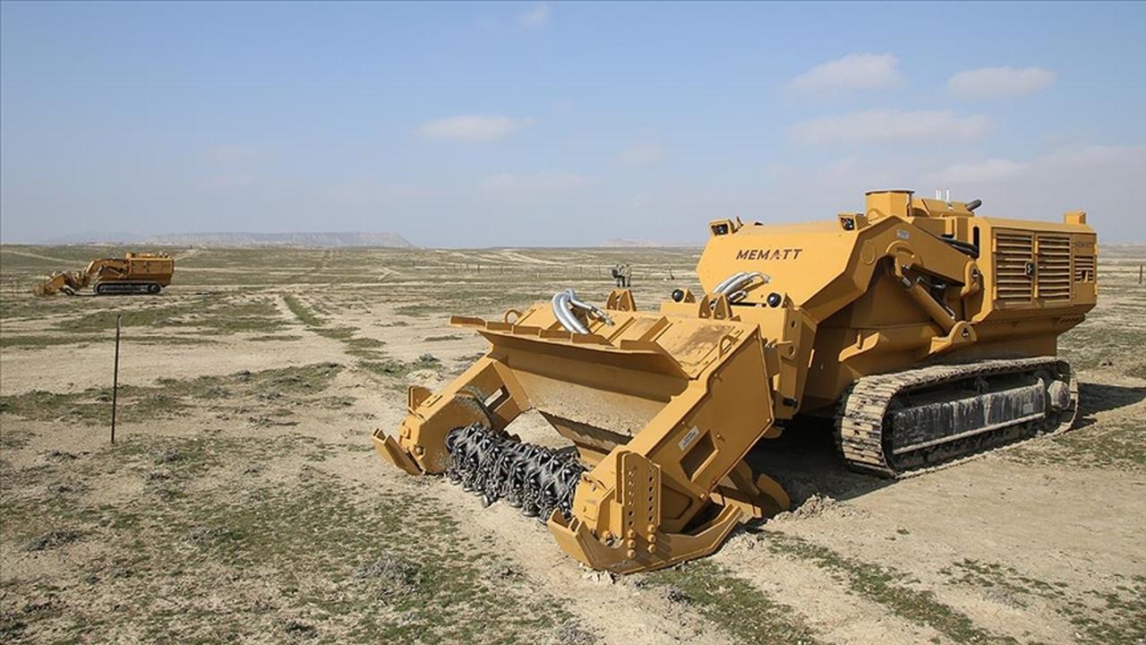 Turkish-made mine-clearing vehicle MEMATT operates in Karabakh, Azerbaijan. (AA Photo)
