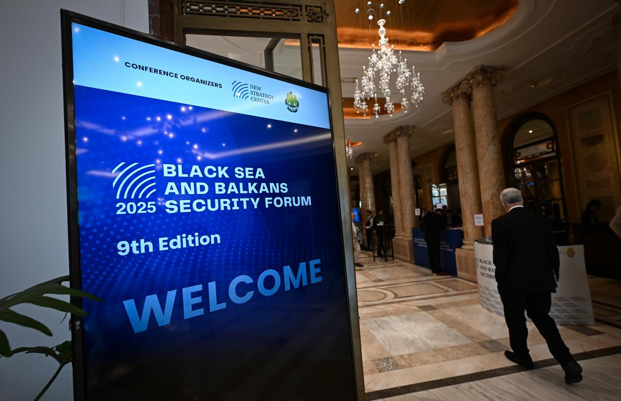 BUCHAREST, ROMANIA - MAY 22: A view from the 9th Black Sea and Balkans Security Forum, bringing together nearly 200 officials, diplomats, military personnel, and analysts to discuss regional security challenges in Bucharest, Romania on May 22, 2025. The two-day event, organized by the New Strategy Center, a prominent Romanian think tank, in partnership with Romanias National Defense Ministry, taking place at a top hotel in the Romanian capital. ( Hakan Nural - Anadolu Agency )