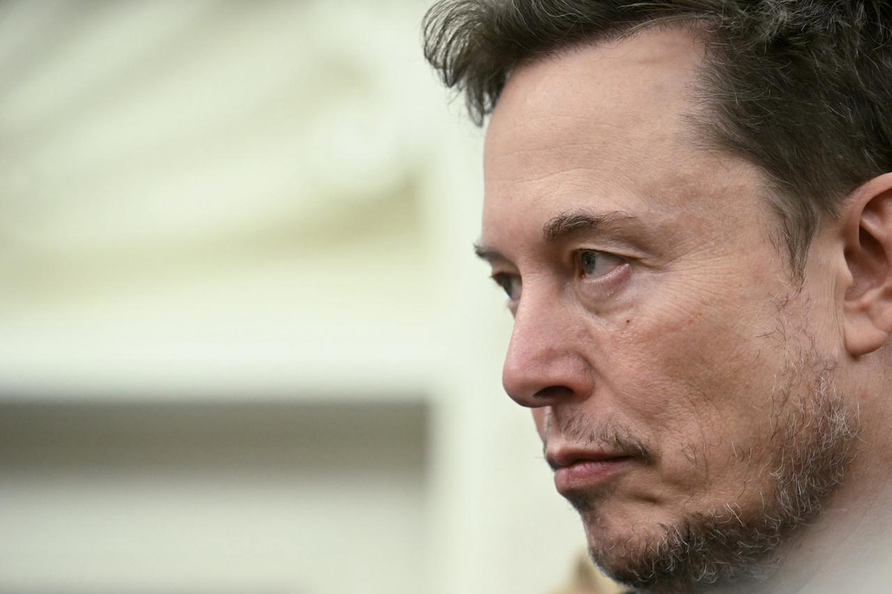 Co-leader of the Department of Government Efficiency Elon Musk looks on as US President Donald Trump meets with South African President Cyril Ramaphosa in the Oval Office of the White House in Washington, DC, on May 21, 2025. (AFP Photo)