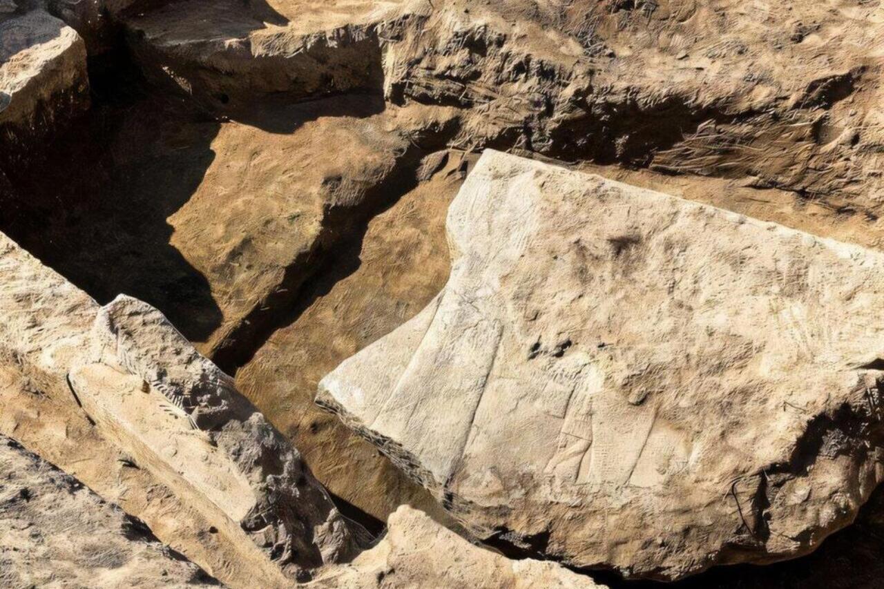 A monumental relief dating back to the 7th century B.C. has been uncovered in the ancient city of Nineveh, located in modern-day Mosul in northern Iraq. (Photo via Aaron Werner Schmitt)