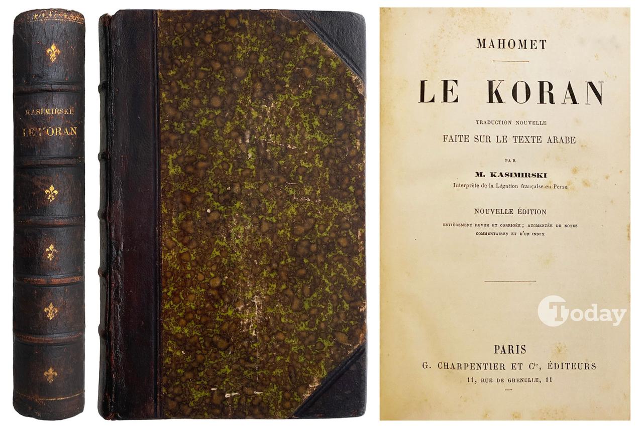 Kazimirski’s groundbreaking 1840 French translation of the Quran. (Photo via Türkiye daily)