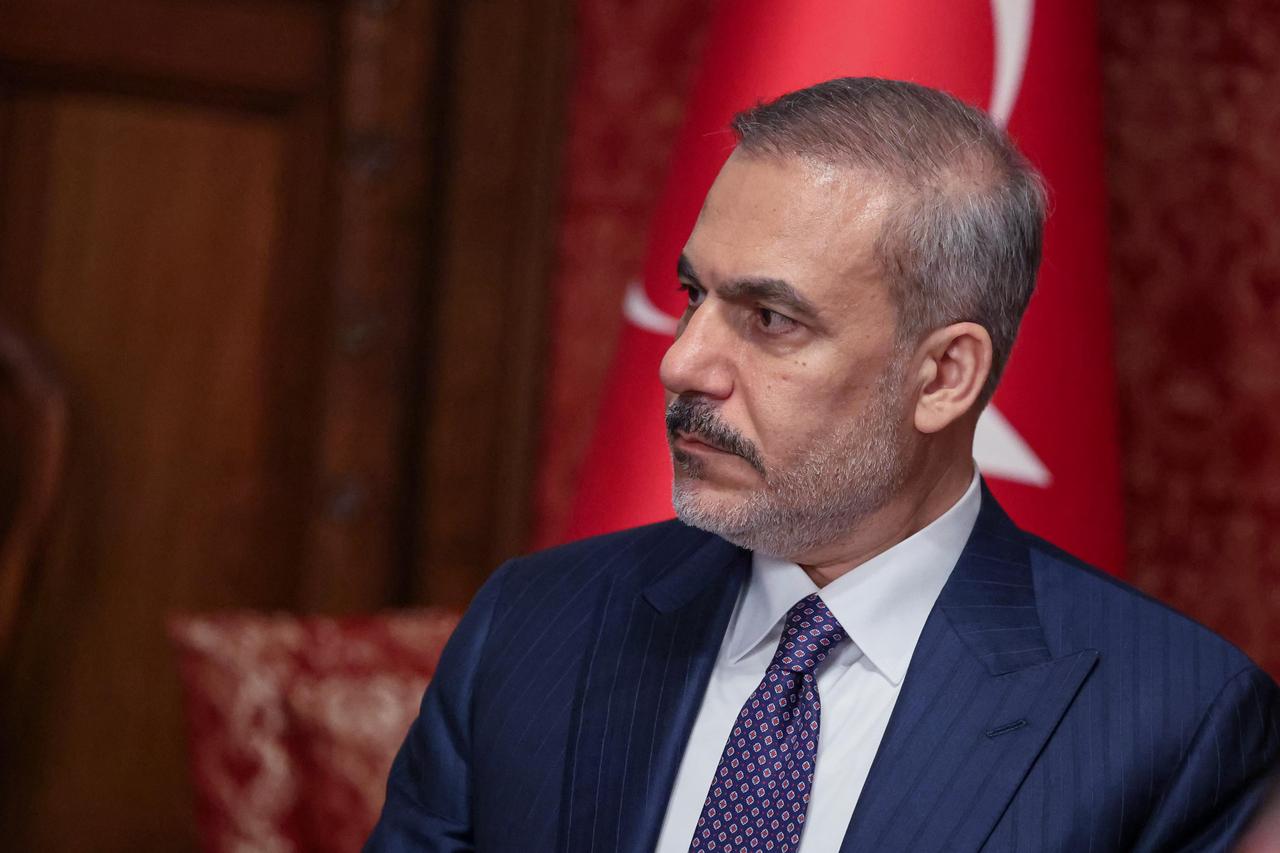  Foreign Minister Hakan Fidan meets with members of the Board of Directors of the Russian-Turkish Business Association at the Turkish Embassy in Moscow, Russia on May 26, 2025. (AA Photo)