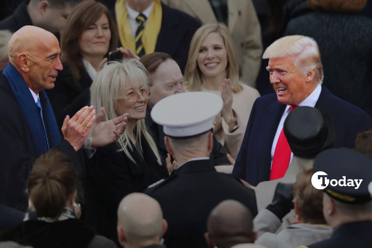 U.S. President Donald Trump is pictured with his longtime friend Thomas Barrack during a ceremony on the West Front of the U.S. Capitol on Jan. 20, 2017. (Collage prepared by the Türkiye Today team)