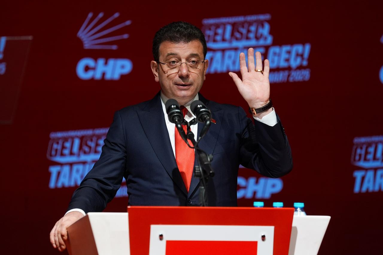 Istanbul Mayor Ekrem Imamoglu speaking. Feb. 27, 2025, Ankara, Türkiye. (AA Photo)