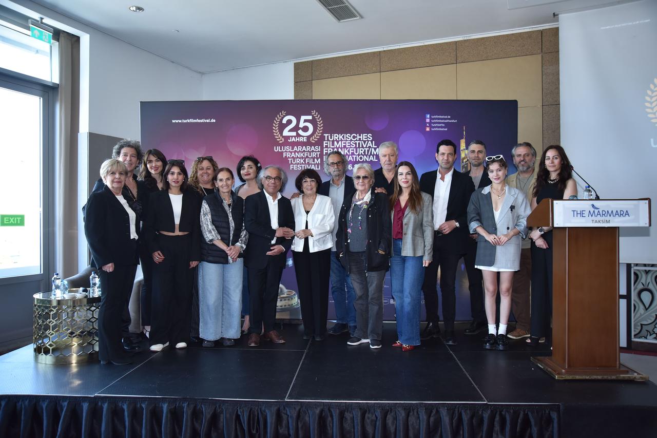 Organizers, jury members, and artists pose for a group photo at the press event for the 25th  International Frankfurt Turkish Film Festival, held on 14 May 2025 at The Marmara Taksim Hotel in Istanbul, Türkiye. (Photo via sadibey.com) 