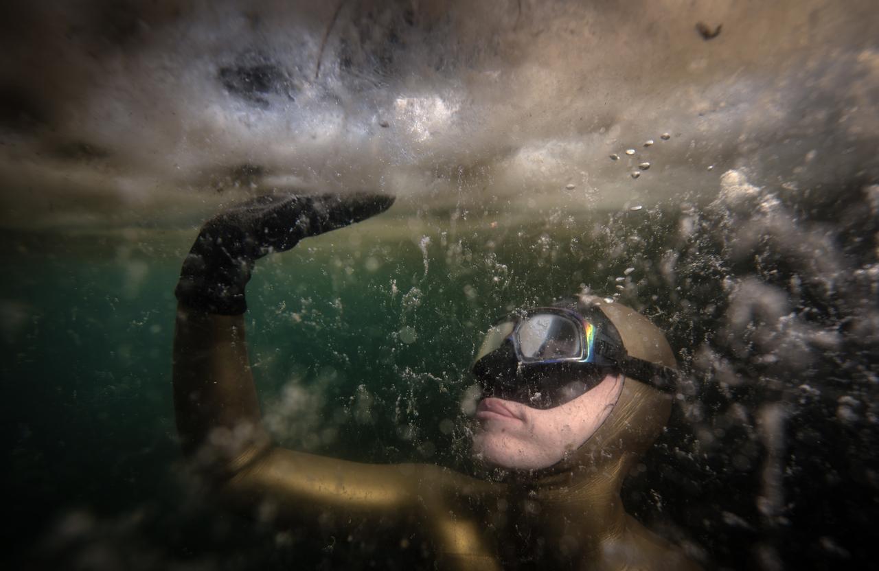 United Nations Development Program (UNDP) Turkiye ‘Defender of Life in Water’ World Free Diving record holder Sahika Ercumen descended to the depths of Marmara sea to increase awareness of mucilage (sea saliva) in Balikesir, Türkiye, May 24, 2025. (AA Photo)