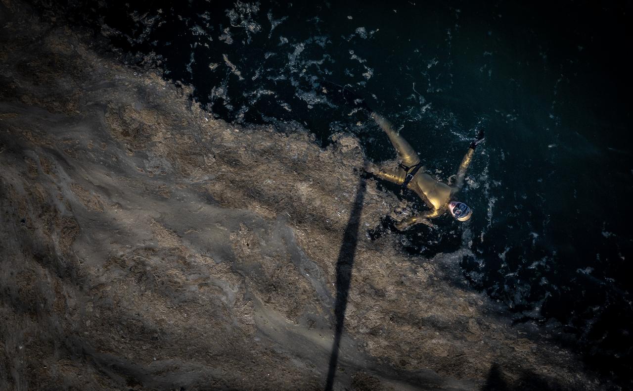 United Nations Development Program (UNDP) Turkiye ‘Defender of Life in Water’ World Free Diving record holder Sahika Ercumen descended to the depths of Marmara sea to increase awareness of mucilage (sea saliva) in Balikesir, Türkiye, May 24, 2025. (AA Photo)