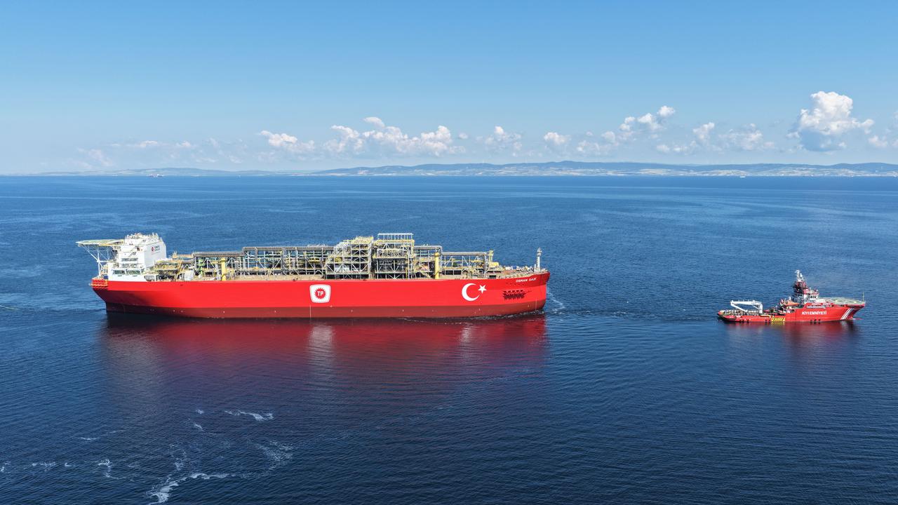 Türkiyes first floating production platform  Osman Gazi  on 27 May, 2025. (AA Photo)