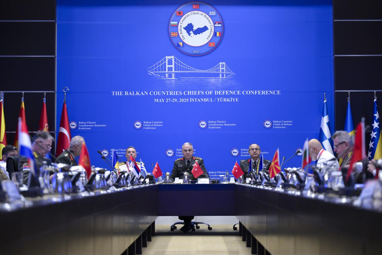 Turkish Chief of General Staff Metin Gurak (C) delivers an opening speech during the 18th Balkan Countries Chiefs of Defence Conference in Istanbul, Türkiye on May 28, 2025. (AA Photo)