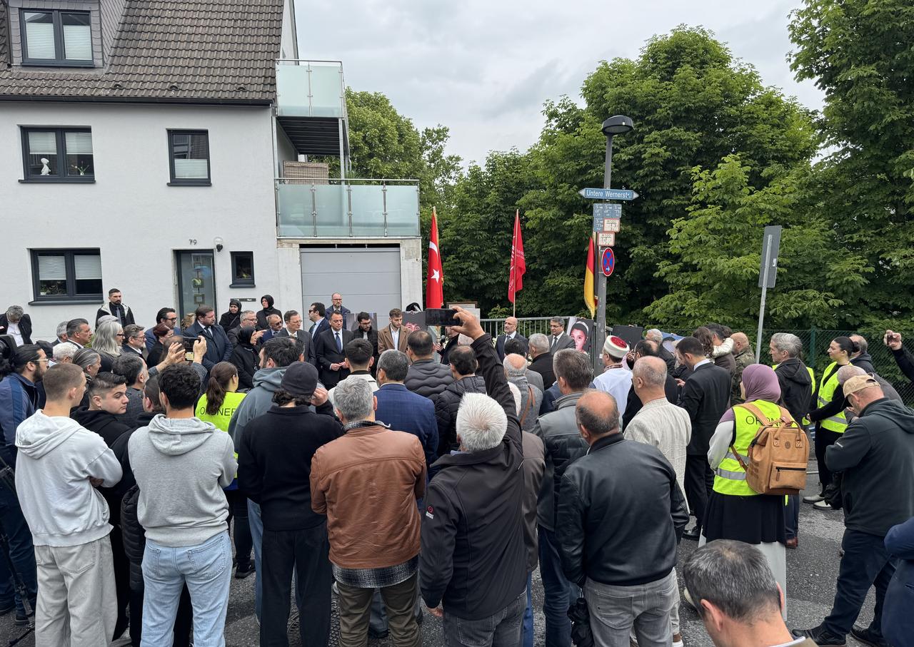 A memorial ceremony was held on May 29, 2025, in front of the house in Solingen, Germany, which was set on fire by racists on May 29, 1993, killing five Turkish people. (AA Photo)